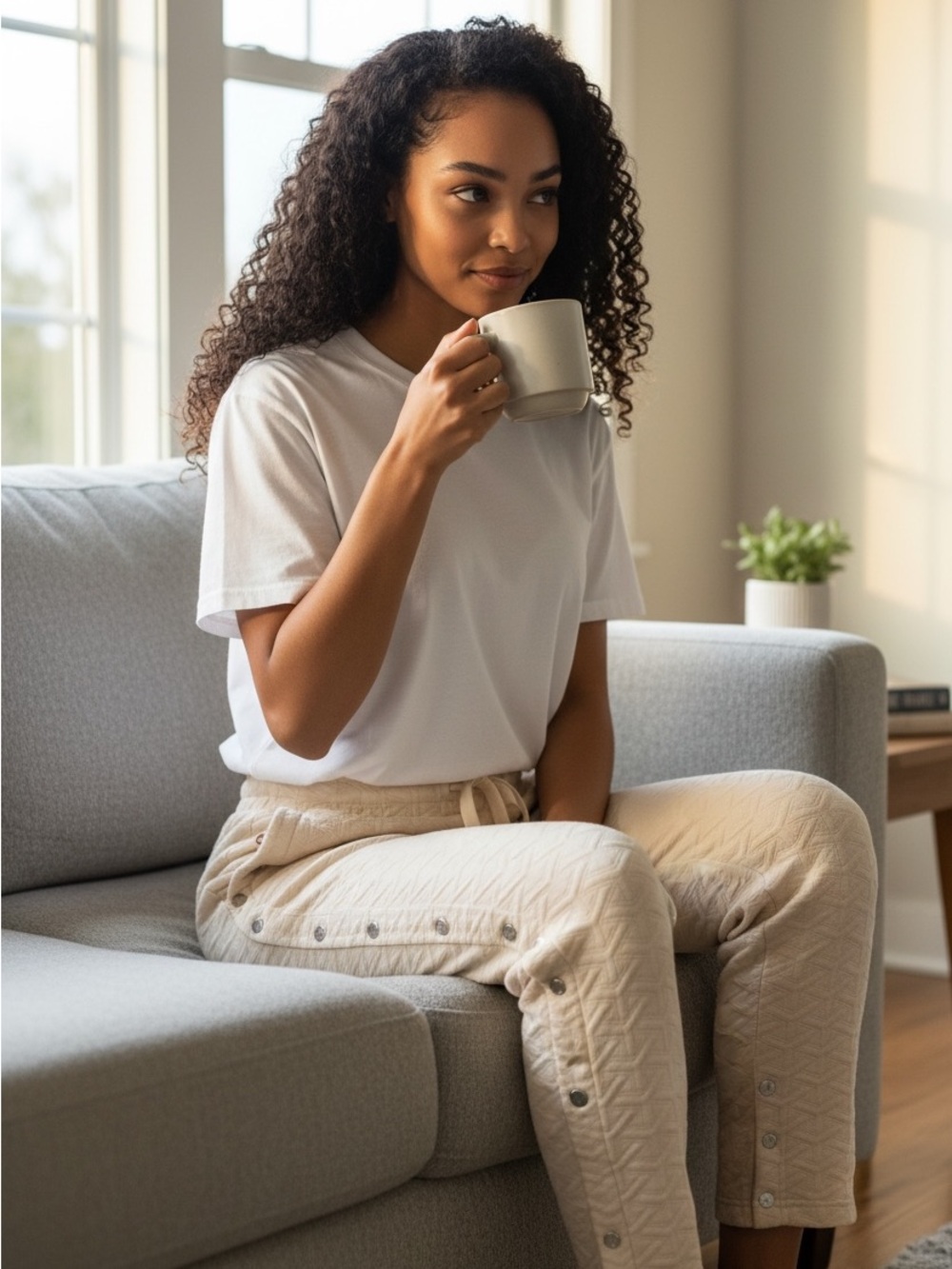 Simply Southern Quilted Cream Lounge pants - Picture 6 of 6